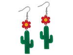 Pendientes Cactus Color Flor Verde Rojo