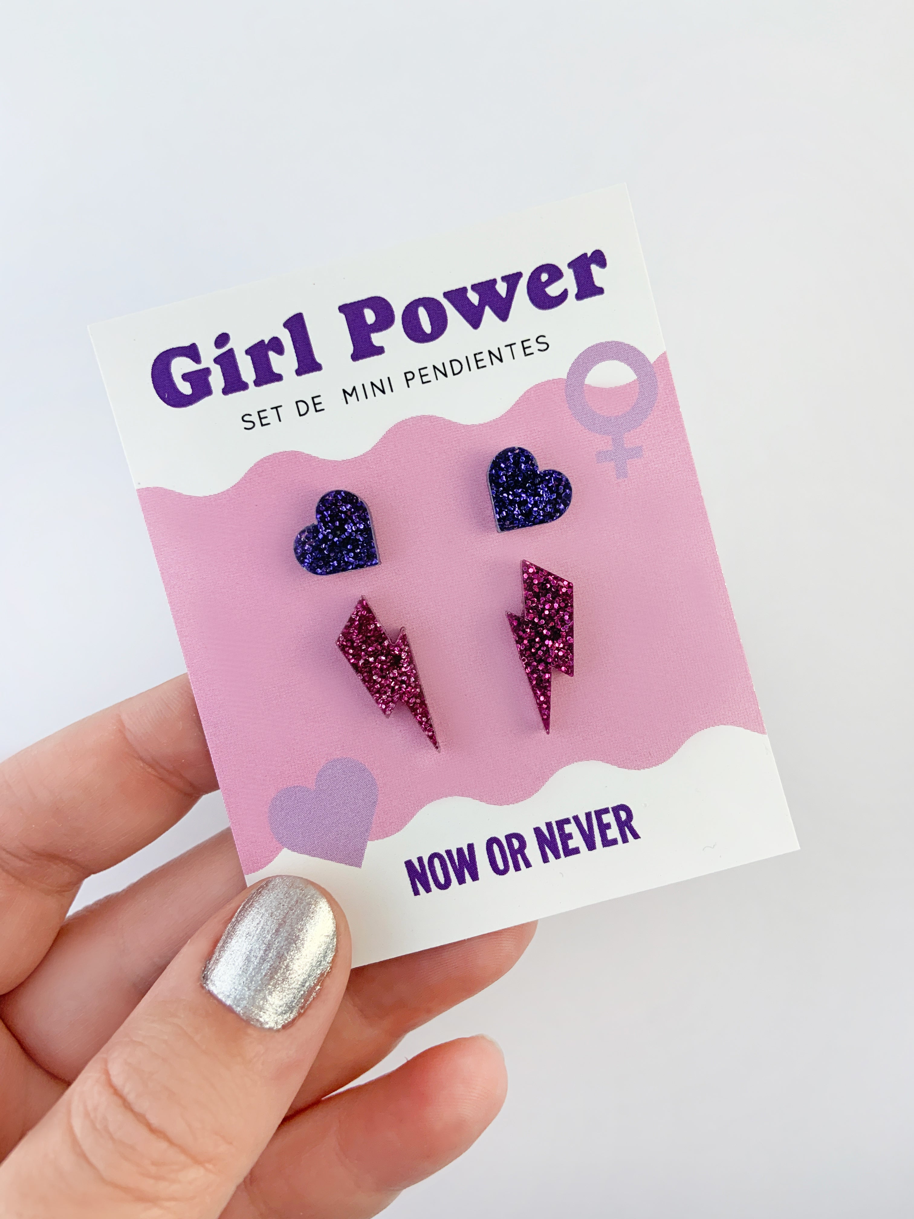 Pendientes Mini Glitter Girl Power